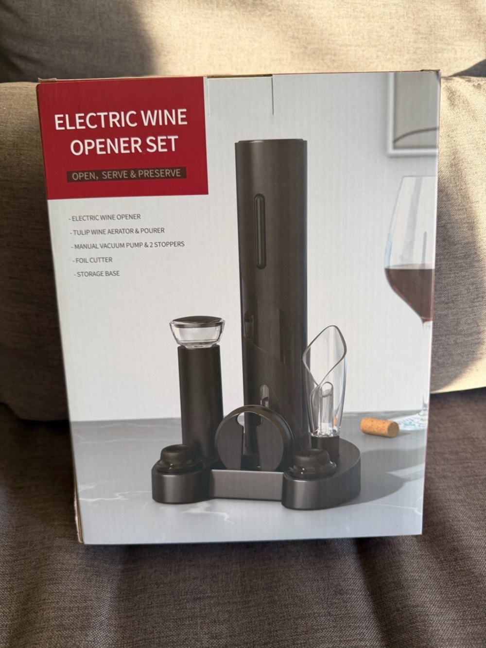 Electric Wine Opener Set in Black